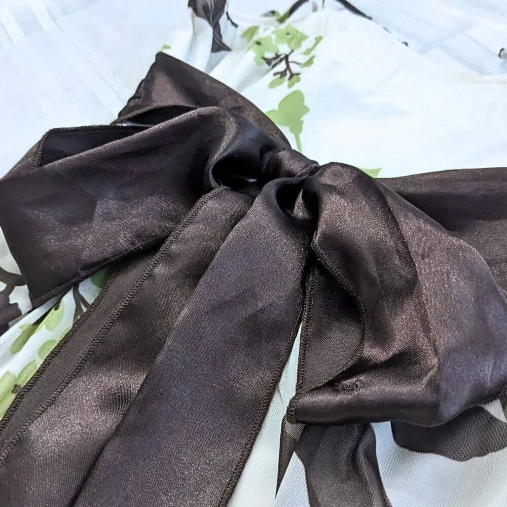 Vintage Y2K SPEECHLESS Leafy Green & Brown Ruched Mesh Overlay Mini Dress Size L - Picture 4 of 7